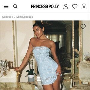 princess polly ramie strapless mini dress 🩵